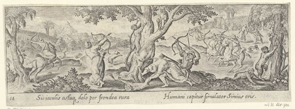 Collaert, Adriaen, (-1618), (printmaker), Venationis, piscationis, et aucupii typi: Monkey hunt