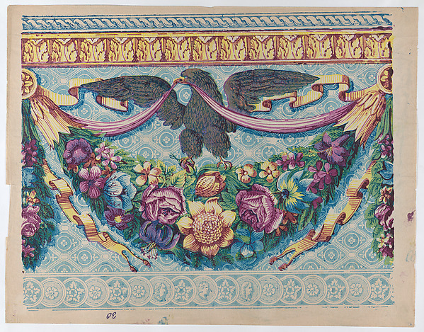 Anonymous, Sheet with an eagle atop a festoon of flowers