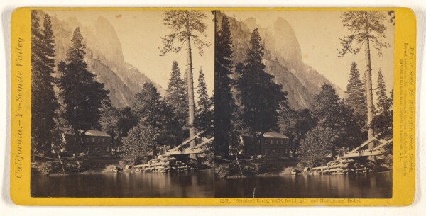 John P. Soule, Sentinel Rock, (3270 feet high) and Hutchings' Hotel.