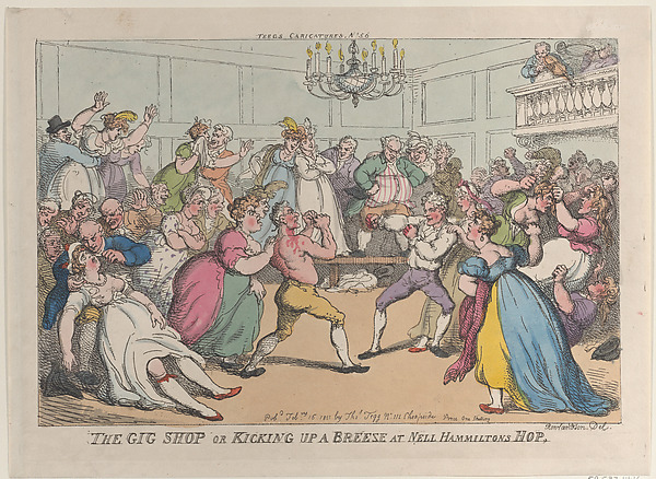 Thomas Rowlandson, The Gig Shop or Kicking Up a Breeze at Nell Hammiltons Hop