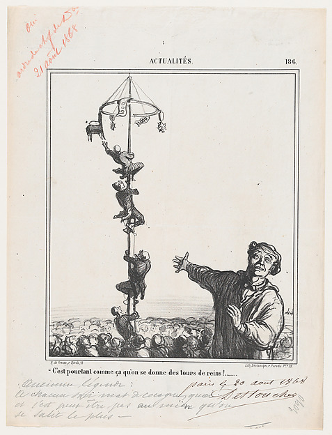 Honoré Daumier, This is just a way to strain your back, from 'News of the day,' published in Le Charivari, August 28, 1868