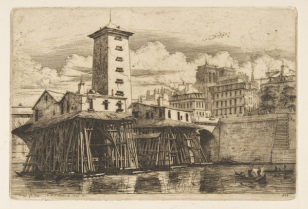 Charles Meryon, The Notre-Dame Pump, Paris
