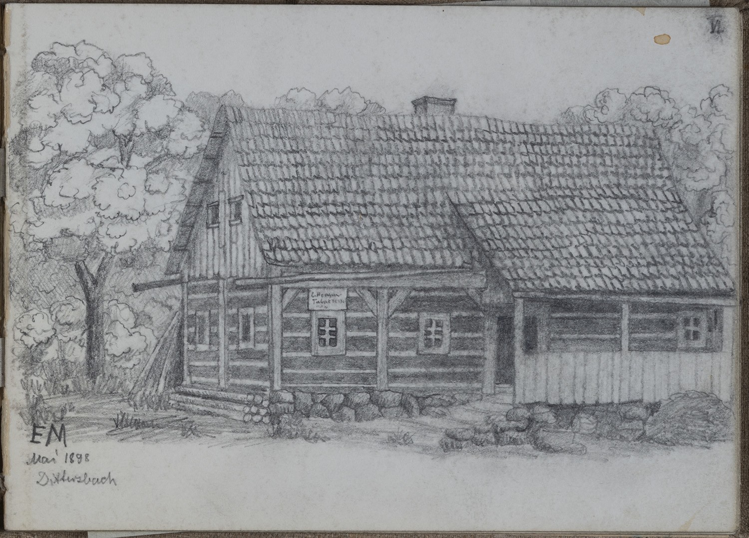 Ernst Morgenstern, Dittersbach (Böhmische Schweiz) [Jetřichovice, Tschechien]: Bauernhaus (Skizzenbuch Ernst Morgenstern, Bl. VI)