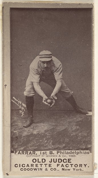 Goodwin & Company, Sidney Douglas Farrar, 1st Base, Philadelphia, from the Old Judge series (N172) for Old Judge Cigarettes