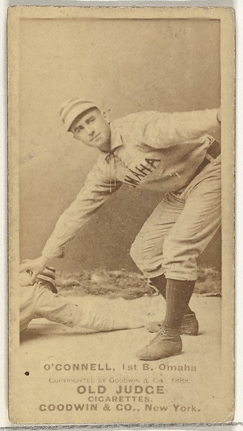Goodwin & Company, Patrick H. "Pat" O'Connell, 1st Base, Omaha Omahogs/ Lambs, from the Old Judge series (N172) for Old Judge Cigarettes