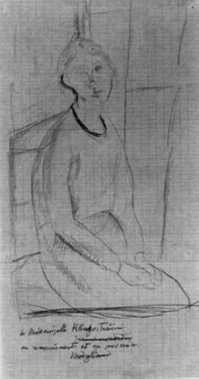 Amedeo Modigliani, Portræt af en siddende ung pige med hænderne i skødet. Annie Bjarne