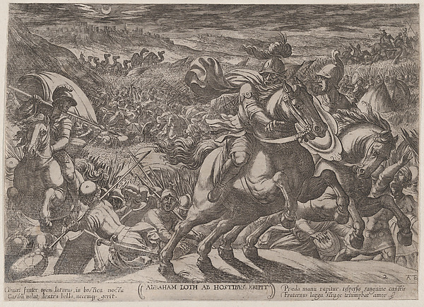 Antonio Tempesta, Plate 2: Abraham Liberating His Nephew Lot, from "The Battles of the Old Testament"