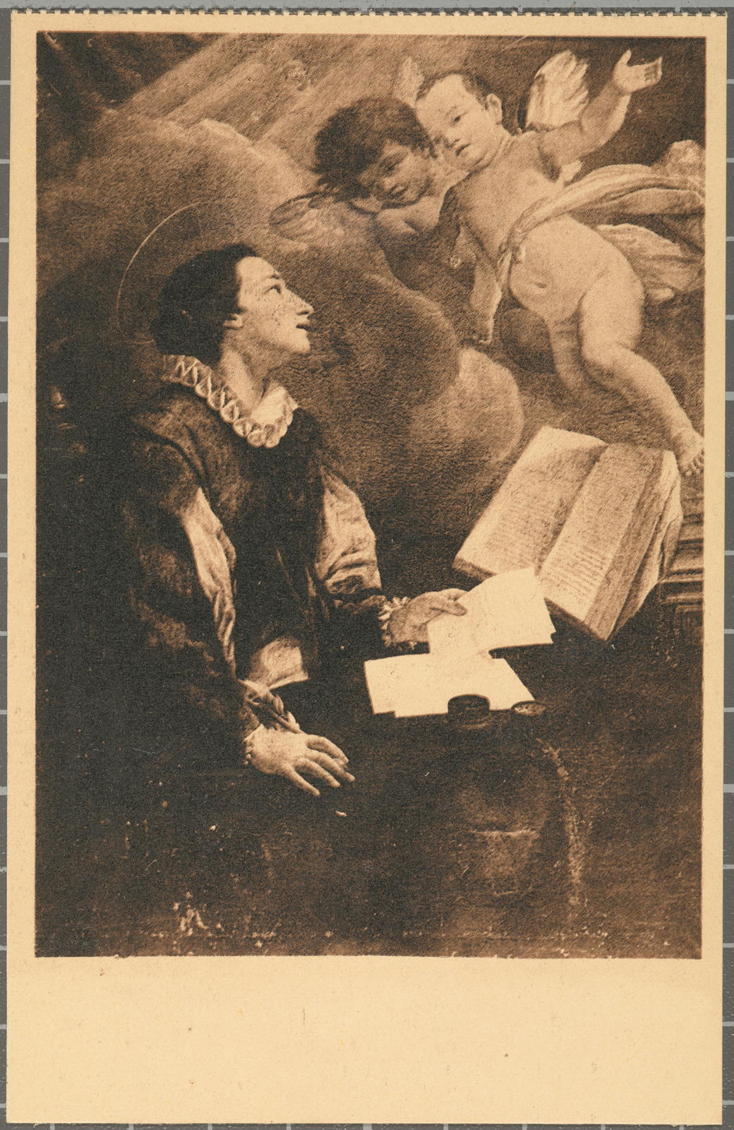 Desconegut, S. CATERINA - GENOVA S. Catalina escribe el Tratado del Purgatorio (Sacristia de la capilla)