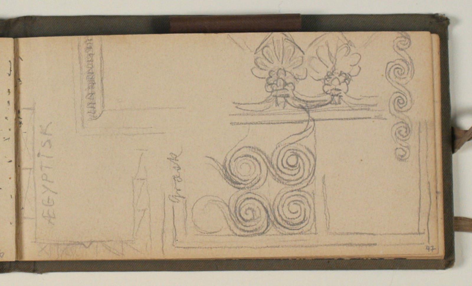 Niels Larsen Stevns, Studier af ornamenter, samt notater