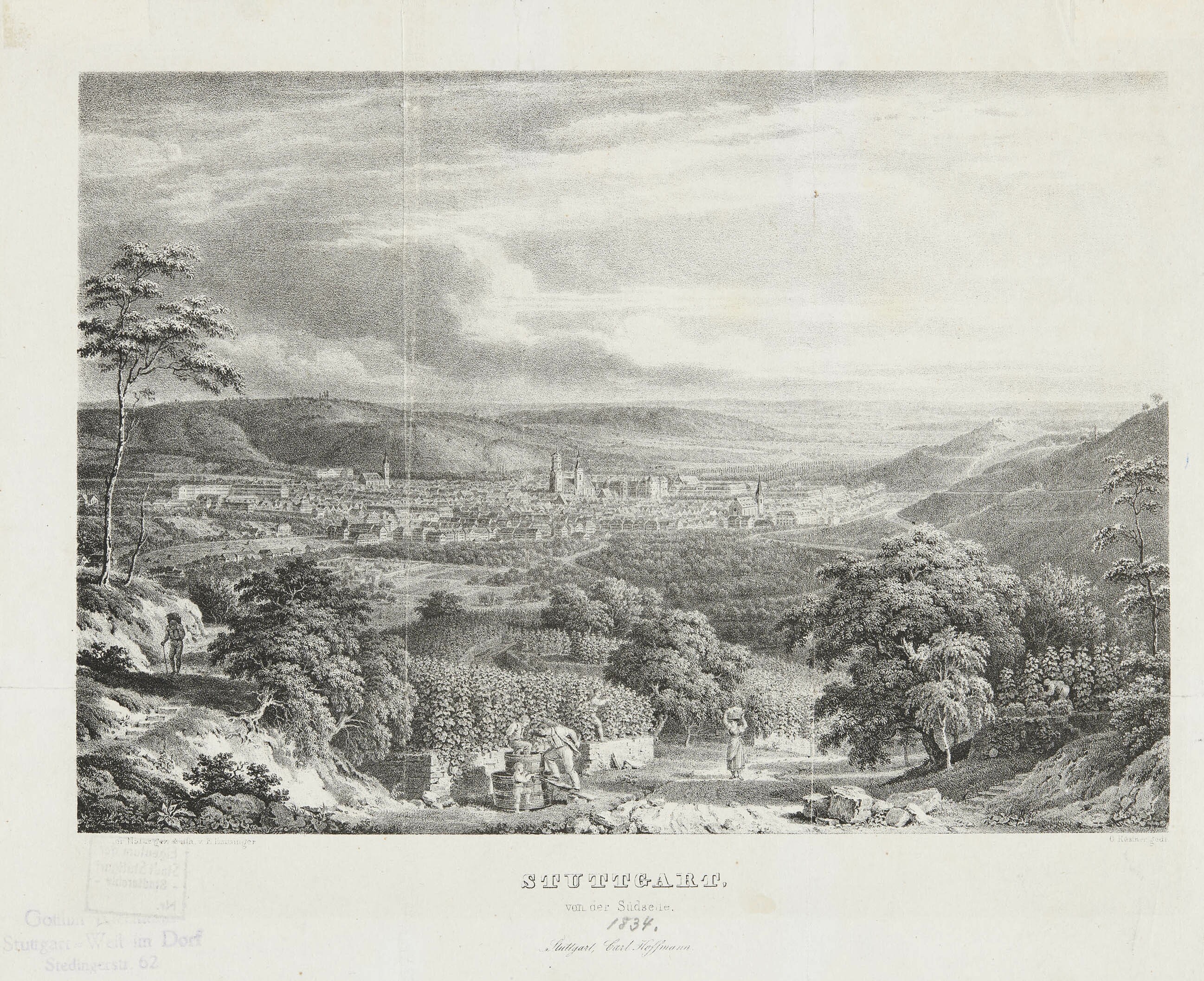 Eberhard Emminger, Stuttgart von Süden 1834