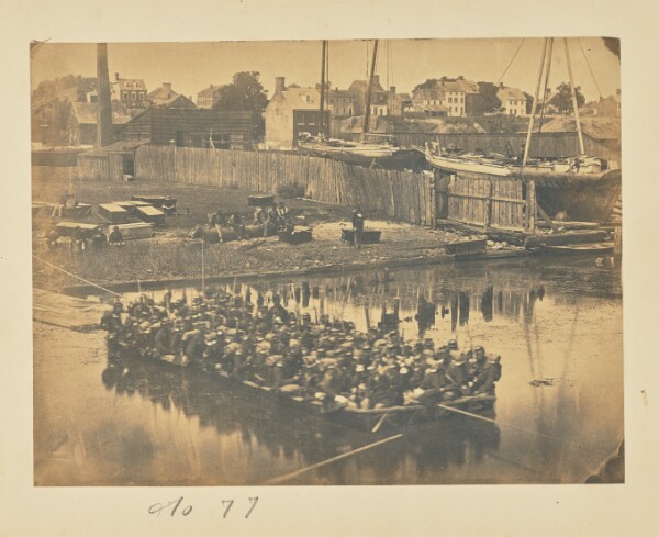 A. J. Russell, Large Raft of Blanket Boats Ferrying Infantry Across the Potomac River