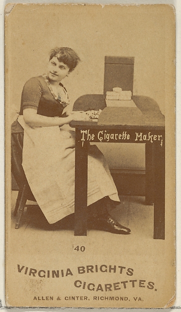Allen & Ginter, Card 40, from the series, Cigarette Making Girls (N46) for Virginia Brights Cigarettes