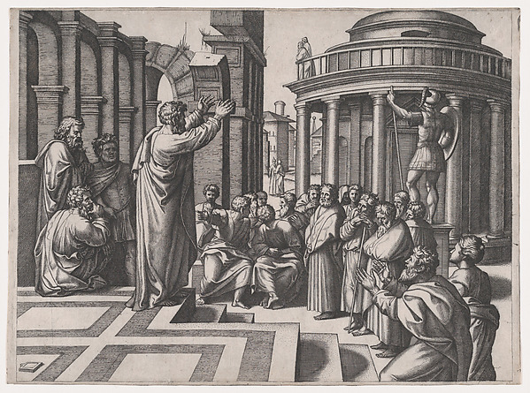 Marcantonio Raimondi, Saint Paul preaching in Athens, after Raphael
