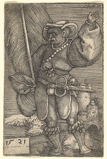 Barthel Beham, Standard Bearer with Raised Left Hand