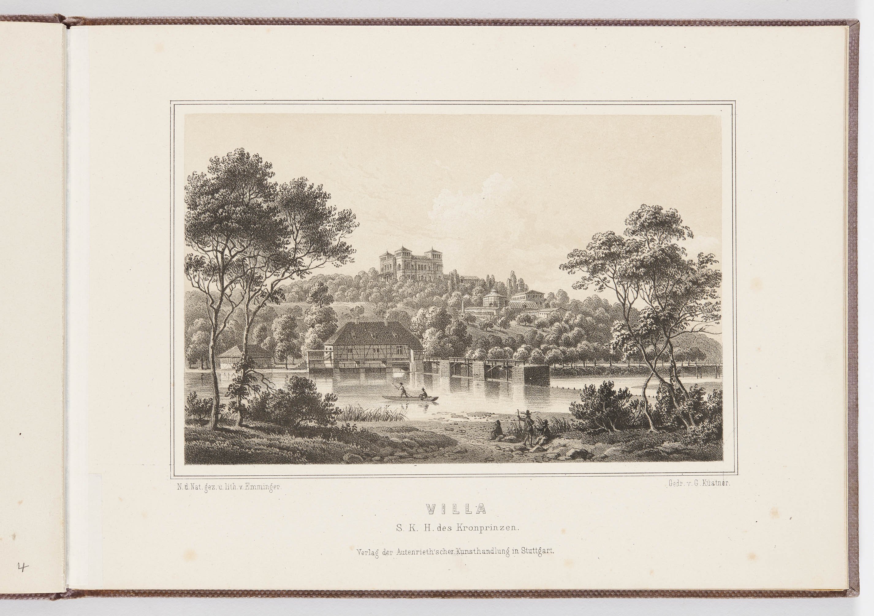 Eberhard Emminger, "Album von Stuttgart", Blatt 5: Villa S. K. H. des Kronprinzen [Villa Berg]