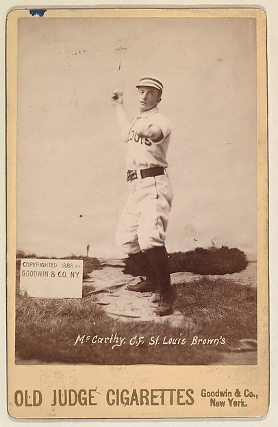 Goodwin & Company, McCarthy, Center Field, St. Louis Browns, from the series Old Judge Cigarettes