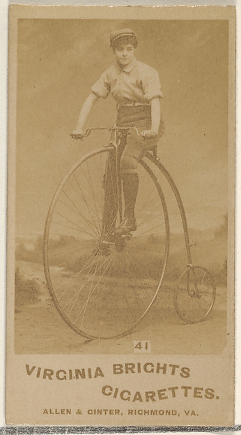 Allen & Ginter, Card 41, from the Girl Cyclists series (N49) for Virginia Brights Cigarettes