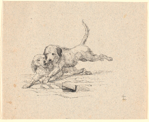 Johan Thomas Lundbye, Slagsmålet. Illustration til Kaalunds "Fabler for Børn". Se kommentar fra arkkatalog.