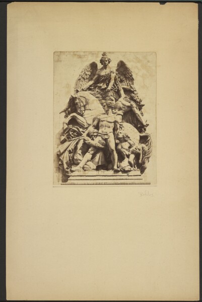 Édouard Baldus, [Sculpture: Winged Man in Battle]