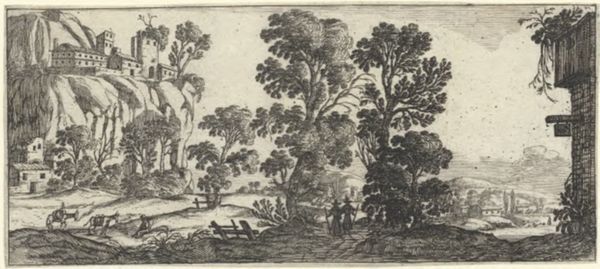 Hooch, Carel de, (1577?-1638), (printmaker), Oblong landscapes: Landscape with hills and buildings