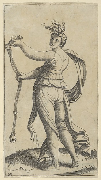 Marcantonio Raimondi, A woman representing Temperance holding a bit facing left