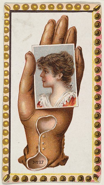 Allen & Ginter, Card Number 17, cut-out from banner advertising the Opera Gloves series (G29) for Allen & Ginter Cigarettes