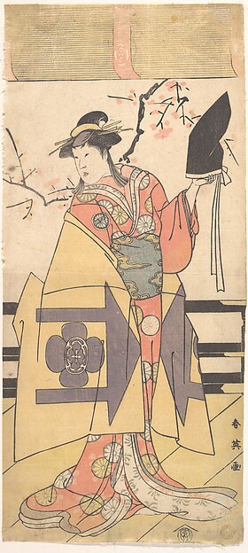Katsukawa Shun'ei 勝川春英, The Third Segawa Kikunojo as (?) Wife of Kudo Suketsune in a Soga Play