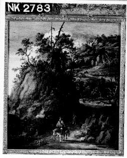 Esaias van de Velde, Mountainous landscape with traveller.