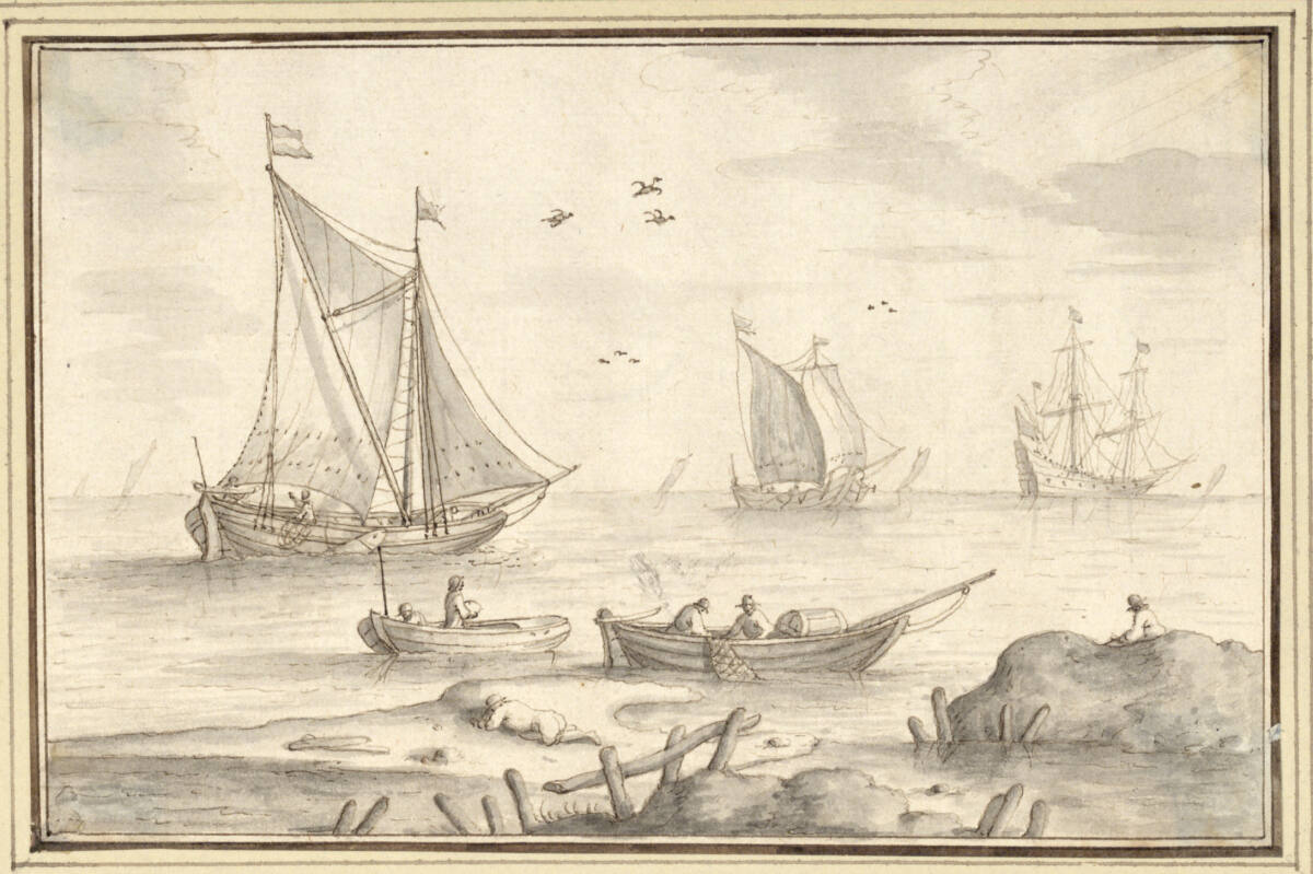 AlbertFlamen, Blick auf das Meer mit Booten und Schiffen (IV-43)