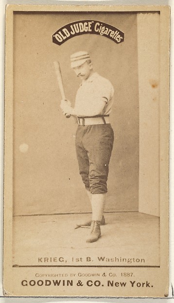 Goodwin & Company, William "Bill" Frederick Krieg, 1st Base, Washington Nationals, from the Old Judge series (N172) for Old Judge Cigarettes