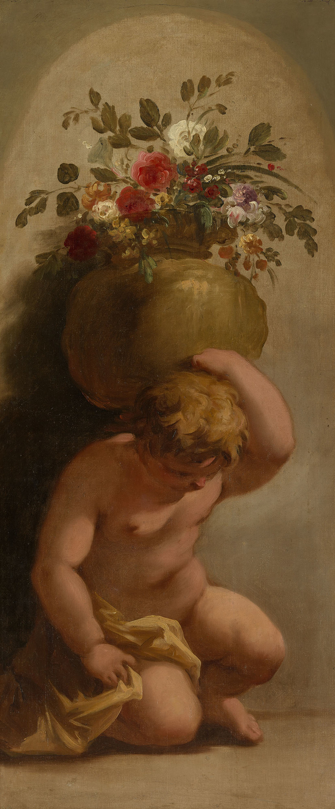 Giovanni Antonio Pellegrini, Putto Bearing a Vase of Flowers