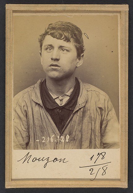 Alphonse Bertillon, Monzon. Lucien, Henri, Baptiste. 18 ans, né à Paris XXe. Couvreur. Anarchiste. 23/3/94.