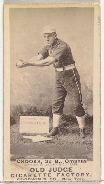 Goodwin & Company, John Charles "Jack" Crooks, 2nd Base, Omaha Omahogs/ Lambs, from the Old Judge series (N172) for Old Judge Cigarettes