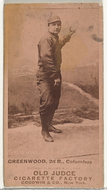 Goodwin & Company, William F. "Bill" Greenwood, 2nd Base, Cleveland, from the Old Judge series (N172) for Old Judge Cigarettes
