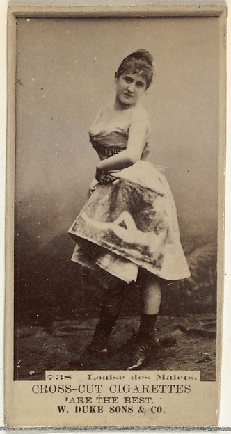 W. Duke, Sons & Co., Card Number 738, Louise des Maiets, from the Actors and Actresses series (N145-3) issued by Duke Sons & Co. to promote Cross Cut Cigarettes