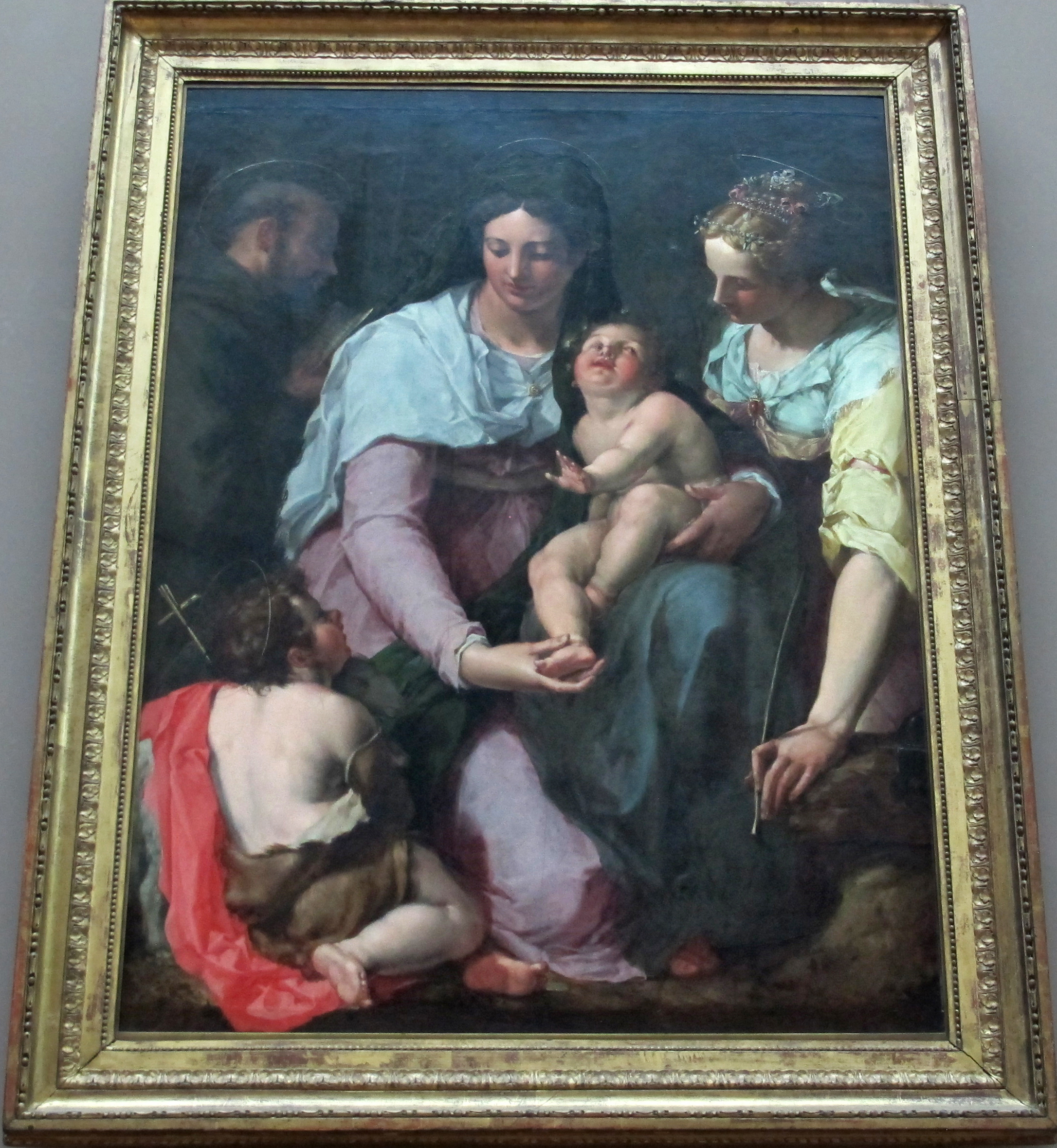 Peter Candid, Madonna and Child adored by Sts. John the Baptist, Francis of Assisi and Catherine of Alexandria