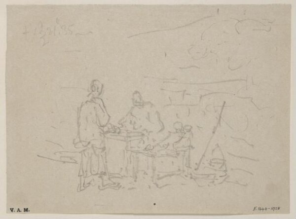 George Chinnery, Figures by a street stall