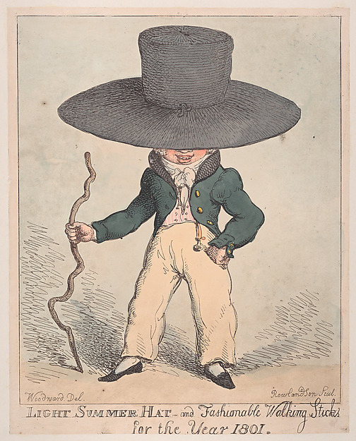 Thomas Rowlandson, Light Summer Hat and Fashionable Walking Sticks for the Year 1801