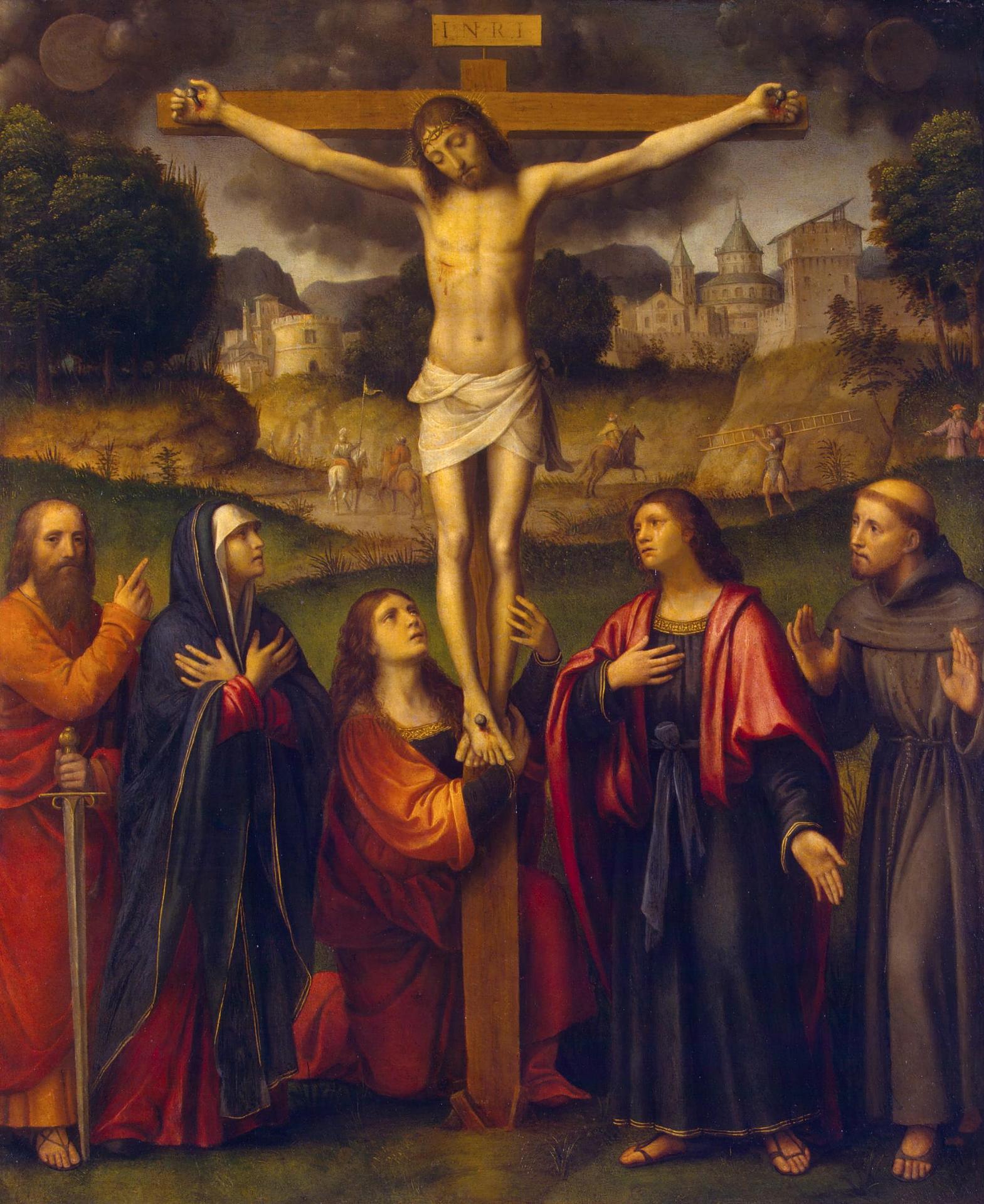 Bernardino Luini, Crucifixion with Madonna and Sts Paul, Mary Magdalene, John and Francis