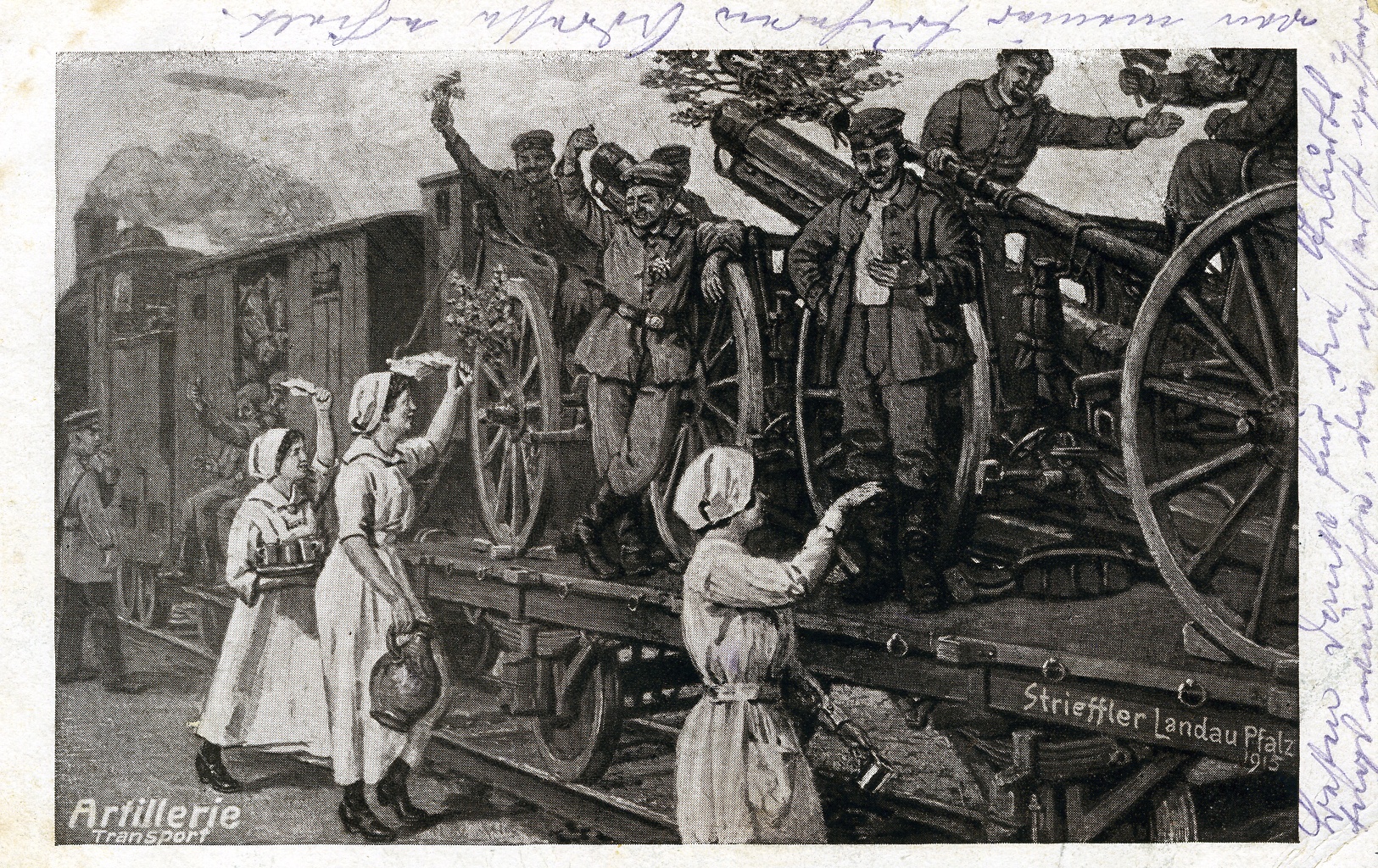 Heinrich Strieffler, Bildpostkarte "Artillerie-Transport"