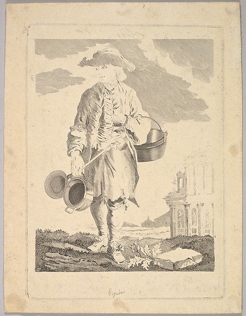 Anonymous, French, 18th century, Standing man holding kettles