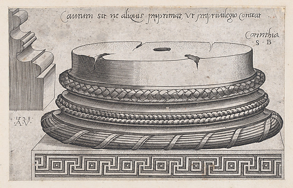 Agostino Veneziano (Agostino dei Musi), Corinthian base, from "Speculum Romanae Magnificentiae"