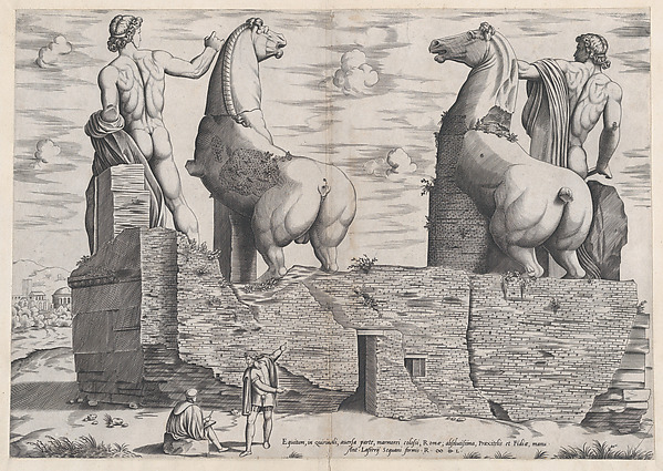 Anonymous, View of the Back of the Statues of the Dioscuri at the Quirinal, from "Speculum Romanae Magnificentiae"