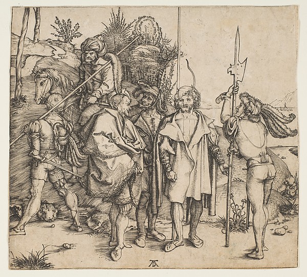 Albrecht Dürer, Five Foot Soldiers and a Mounted Turk