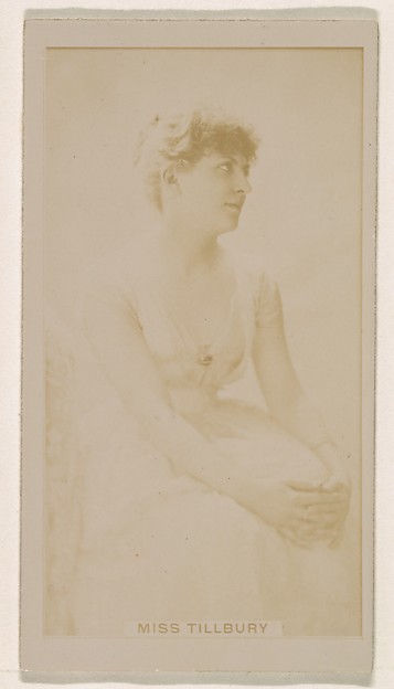 Kinney Brothers Tobacco Company, Miss Tillbury, from the Actresses series (N245) issued by Kinney Brothers to promote Sweet Caporal Cigarettes